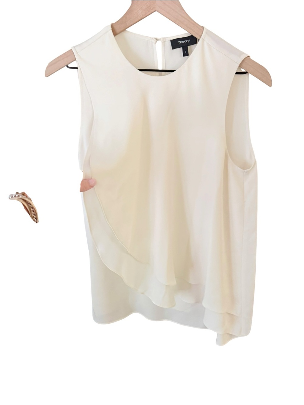 Theory Cream Sleeveless Ruffled Shell Top - Picture 4 of 8
